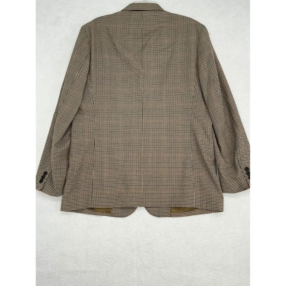 Vintage J.Crew Blazer Mens 42R Brown Houndstooth 100% Wool 3-Button Sport Coat